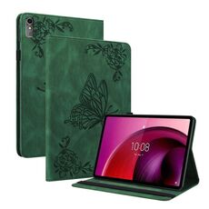 Custodia per tablet in pelle goffrata fiore farfalla da 10,6 pollici per Lenovo Tab M10 5G (verde)