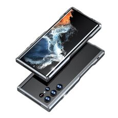 Per Samsung Galaxy S22 Ultra 5G Custodia per telefono con struttura in metallo antiurto magnetica con bordo tagliente (grigio)