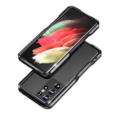 Per Samsung Galaxy S21 Ultra 5G Custodia per telefono con struttura in metallo antiurto magnetica con bordi taglienti (nera)