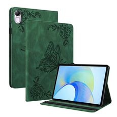 Custodia per tablet in pelle goffrata con fiori di farfalla per Honor Pad X8 Pro/X9 (verde)