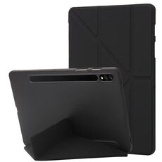 Per Samsung Galaxy Tab S9+ Custodia per tablet in pelle siliconica con deformazione (nera)