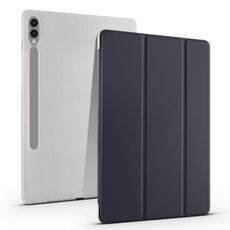 Per Samsung Galaxy Tab S9+ Custodia tablet in pelle TPU trasparente pieghevole a 3 pieghe con slot per penna (nero)