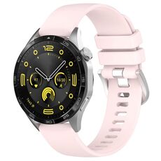 Per Huawei Watch GT4 46mm 22mm cinturino in silicone con fibbia argento lucido liquido (rosa)