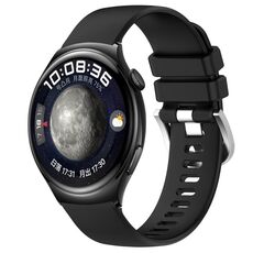 Per Huawei Watch 4 Cinturino in silicone con fibbia in argento lucido liquido da 22 mm (nero)
