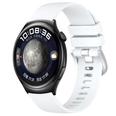 Per Huawei Watch 4 Cinturino in silicone con fibbia in argento lucido liquido da 22 mm (bianco)