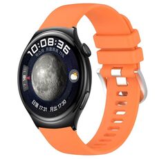 Per Huawei Watch 4 Cinturino in silicone con fibbia in argento lucido liquido da 22 mm (arancione)