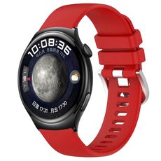 Per Huawei Watch 4 Cinturino in silicone con fibbia in argento lucido liquido da 22 mm (rosso)