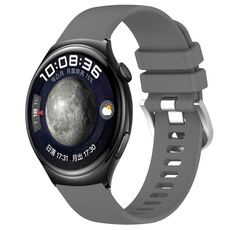 Per Huawei Watch 4 Cinturino in silicone con fibbia in argento lucido liquido da 22 mm (grigio scuro)