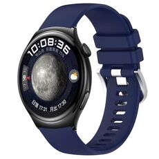 Per Huawei Watch 4 Cinturino in silicone con fibbia argento lucido liquido da 22 mm (blu scuro)