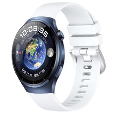 Per Huawei Watch 4 Pro 22mm cinturino in silicone con fibbia argento lucido liquido (bianco)