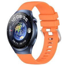 Per Huawei Watch 4 Pro 22mm cinturino in silicone con fibbia argento lucido liquido (arancione)