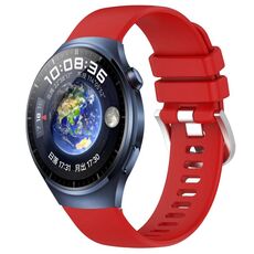 Per Huawei Watch 4 Pro 22 mm cinturino in silicone con fibbia in argento lucido liquido (rosso)