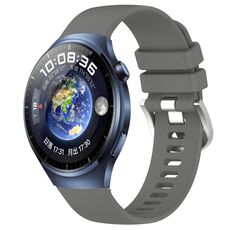 Per Huawei Watch 4 Pro 22mm cinturino in silicone con fibbia argento lucido liquido (grigio scuro)
