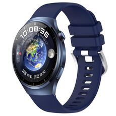 Per Huawei Watch 4 Pro 22mm cinturino in silicone con fibbia argento lucido liquido (blu scuro)