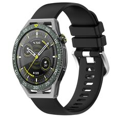 Per Huawei Watch GT3 SE cinturino in silicone con fibbia in argento lucido liquido da 22 mm (nero)