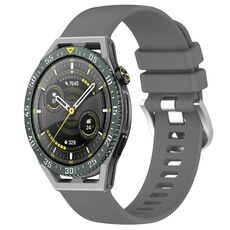 Per Huawei Watch GT3 SE cinturino in silicone con fibbia in argento lucido liquido da 22 mm (grigio scuro)