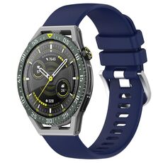 Per Huawei Watch GT3 SE cinturino in silicone con fibbia in argento lucido liquido da 22 mm (blu scuro)
