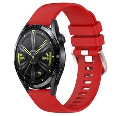 Per Huawei Watch GT3 46mm 22mm Cinturino in silicone con fibbia argento lucido liquido (rosso)