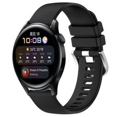 Per Huawei Watch 3 22mm cinturino in silicone con fibbia argento lucido liquido (nero)