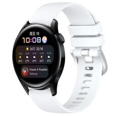 Per Huawei Watch 3 Cinturino in silicone con fibbia in argento lucido liquido da 22 mm (bianco)