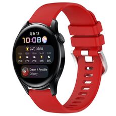 Per Huawei Watch 3 Cinturino in silicone con fibbia in argento lucido liquido da 22 mm (rosso)