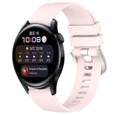Per Huawei Watch 3 cinturino in silicone con fibbia in argento lucido liquido da 22 mm (rosa)