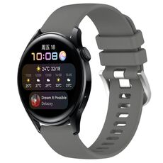 Per Huawei Watch 3 Cinturino in silicone con fibbia argento lucido liquido da 22 mm (grigio scuro)