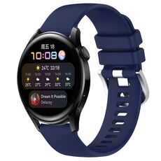 Per Huawei Watch 3 22mm cinturino in silicone con fibbia argento lucido liquido (blu scuro)