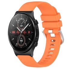 Per Huawei Watch GT2 Pro 22mm cinturino in silicone con fibbia argento lucido liquido (arancione)
