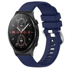 Per Huawei Watch GT2 Pro 22mm cinturino in silicone con fibbia argento lucido liquido (blu scuro)