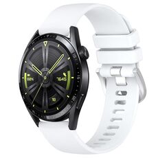 Per Huawei Watch GT3 42mm 20mm Cinturino in silicone con fibbia argento lucido liquido (bianco)