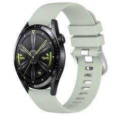 Per Huawei Watch GT3 42mm 20mm Cinturino in silicone con fibbia argento lucido liquido (verde)