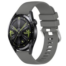 Per Huawei Watch GT3 42mm 20mm Cinturino in silicone con fibbia argento lucido liquido (grigio scuro)