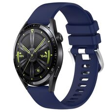 Per Huawei Watch GT3 42mm 20mm cinturino in silicone con fibbia argento lucido liquido (blu scuro)