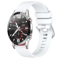 Per Huawei Watch GT2 42mm 20mm Cinturino in silicone con fibbia argento lucido liquido (bianco)