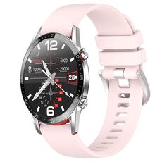 Per Huawei Watch GT2 42mm 20mm cinturino in silicone con fibbia argento lucido liquido (rosa)