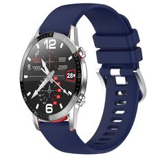 Per Huawei Watch GT2 42mm 20mm cinturino in silicone con fibbia argento lucido liquido (blu scuro)