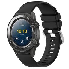 Per Huawei Watch 2 Cinturino in silicone con fibbia argento lucido liquido da 20 mm (nero)