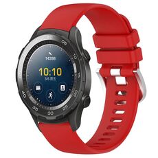 Per Huawei Watch 2 Cinturino in silicone con fibbia in argento lucido liquido da 20 mm (rosso)