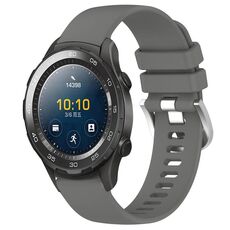 Per Huawei Watch 2 Cinturino in silicone con fibbia in argento lucido liquido da 20 mm (grigio scuro)