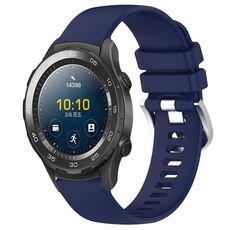 Per Huawei Watch 2 Cinturino in silicone con fibbia in argento lucido liquido da 20 mm (blu scuro)