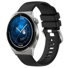 Per Huawei Watch GT3 Pro 43mm 20mm Cinturino in silicone con fibbia argento lucido liquido (nero)