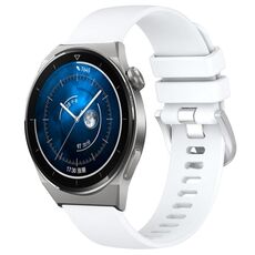 Per Huawei Watch GT3 Pro 43mm 20mm Cinturino in silicone con fibbia argento lucido liquido (bianco)