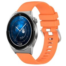 Per Huawei Watch GT3 Pro 43mm 20mm Cinturino in silicone con fibbia argento lucido liquido (arancione)