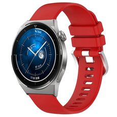 Per Huawei Watch GT3 Pro 43mm 20mm Cinturino in silicone con fibbia argento lucido liquido (rosso)