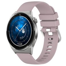 Per Huawei Watch GT3 Pro 43mm 20mm Cinturino in silicone con fibbia argento lucido liquido (viola)