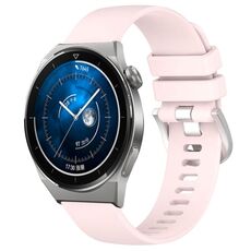 Per Huawei Watch GT3 Pro 43mm 20mm Cinturino in silicone con fibbia argento lucido liquido (rosa)