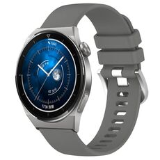 Per Huawei Watch GT3 Pro 43mm 20mm Cinturino in silicone con fibbia argento lucido liquido (grigio scuro)