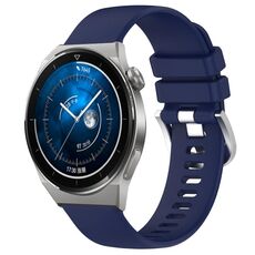 Per Huawei Watch GT3 Pro 43mm 20mm Cinturino in silicone con fibbia argento lucido liquido (blu scuro)