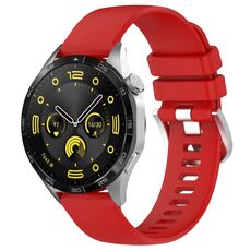 Per Huawei Watch GT4 41mm 18mm Cinturino in silicone con fibbia argento lucido liquido (rosso)